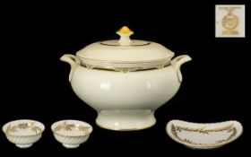 A Minton Bristol Pattern Large Soup Tureen 13 inches in diameter and 12 inches high. Together with