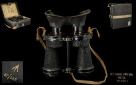 Pair of Vintage Binoculars x 5 Bino Prism Mk IV No. 2251. Housed in original square black box with