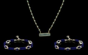 Lapis Lazuli Bracelet and Paraiba Apatite Necklace, the bracelet comprising 19cts of lapis in the