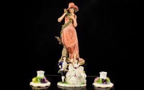 German Dresden Lace Capodimonte Figure depicting a courting couple. Also includes two