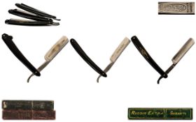 Collection of Top Quality German Early 20th Century Straight Razors ( 3 ) In Total. From a