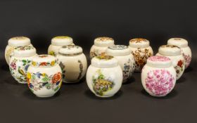 Collection of Lidded Ginger Jars by Sadler. Assorted designs and colours including floral, blue