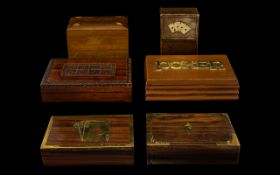 A Good Collection of Early 20thC Playing Card Hinged Wooden Boxes All with various card suite, POKER