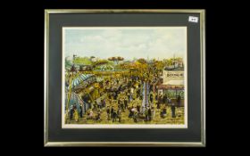 Tom Dodson Signed Print 'The Fairground' framed and behind glass in a contemporary frame. 27'' x