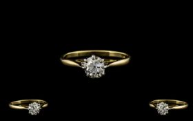 Ladies - 18ct Gold Single Stone Diamond Ring, The Round Brilliant Cut Diamonds of Excellent Colour