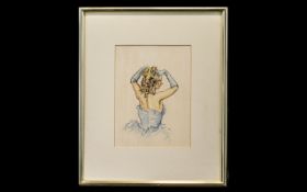 Tom Dodson 1910 - 1991 Artist Drawn and Signed Watercolour / Chalk Highlights - ' The Cabaret Dancer