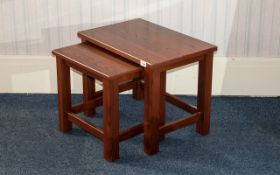 Nest of Two Tables Contemporary style, mahogany finish. Square shape, the larger measuring 23''