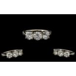 Platinum Set Superb Quality 3 Stone Diamond Ring. Marked 950.