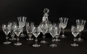 Drinkers Interest - Cut Glass Decanter and Glasses. Round decanter with stopper, and six matching