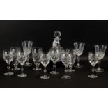 Drinkers Interest - Cut Glass Decanter and Glasses. Round decanter with stopper, and six matching