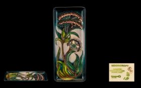 Moorcroft - Modern Tubelined Rectangular Shaped Pin Tray of Elongated Form ' Gypsy ' Pattern. Issued