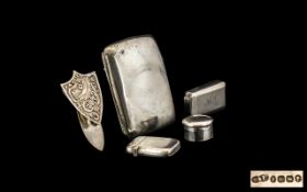 A Small Mixed Lot of Silver to include a vesta case, a circular rouge pot with cover, a ladies