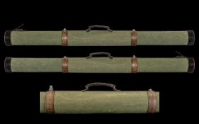 Fishing Interest. Vintage Pair of Canvas and Leather ( hard ) Travelling Rod Cases, Telescopic to