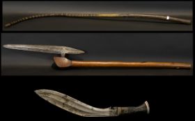 Mixed Lot To Include An Early 20thC Gurkha Kukri Knife With Leather Scabbard, Together With A