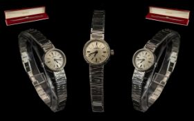 Omega - Ladies 9ct White Gold Mechanical Wind Bracelet Wrist Watch. Both Watch Case and Bracelet