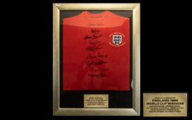 A 40th Anniversary 1966 World Cup Winners England Framed Shirt signed by Gordon Banks, George Cohen,