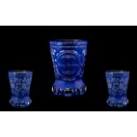 Blue Christian Dior Bohemian Glass Vase engraved to base 'Christian Dior'. Cobalt blue engraved vase