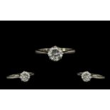 18ct White Gold and Platinum Set Nice Quality Single Stone Diamond Ring, Marked 18ct and Platinum,