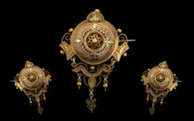 Antique Period Superb Quality 15ct Brooch with Drops. Not Marked but Tests 15ct or Higher. c.1900.