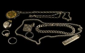 A Collection of Hallmarked Silver Jewellery - Many Items ( 10 ) In Total. Comprises 1/ Elizabeth