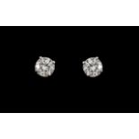 A Fine Pair of Contemporary Set Diamond Earrings In 18ct White Gold.