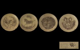 Four Poole Pottery Animal Plates designe