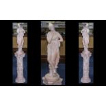 Terracotta Damsel Figure On Plinth. Lady