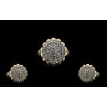 Ladies 9ct Gold Diamond Set - Flower hea