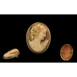 18ct Gold Mounted Shell Cameo Brooch of