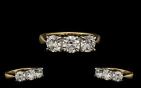 18ct Gold and Platinum Set 3 Stone Diamo