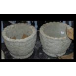 Two Acorn Pots - circular planters featu