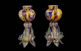 Pair of Bulbous Trefoil 'End of Day Glas