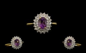 18ct Gold - Attractive Amethyst and Diam