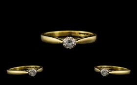 18ct Gold - Single Stone Diamond Ring, F