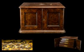 Victorian Walnut Converted Cutlery Chest, Two Panelled Doors On Plinth Base With Brass Handles,