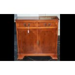 20th Century Yew Wood Small Sideboard with two short drawers and storage beneath.