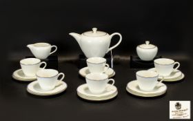 Wedgwood Mystique Blue Teaset comprising teapot, sugar bowl, milk jug, 6 cups,