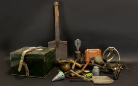 Good Mixed Lot Of Military Items To Include A Kugel Grenade Model 1913, 2 Inch Mortar Bomb,