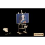 Solid Silver Easel & Paintbrushes. Novelty hall marked silver easel and Painting brushes.