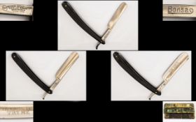 Antique Period Trio of Finest Quality Hollow Ground Straight Razor.