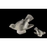 Lalique Crystal 'AngrySparrow' Bird Sculpture Paperweight, made by Lalique of France.