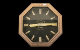 Large Art Deco Cinema Wall Clock, Octagonal Shaped Painted Metal Wall Clock,