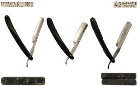 Antique Period - Collection of Quality Straight Razors ( 3 ) From The Late 19th Century and Early