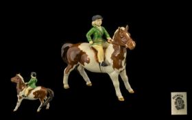 Beswick Hand Painted ' Girl on Pony ' Figure. Model No 1483. Designer A. Gredington. c.1957 -