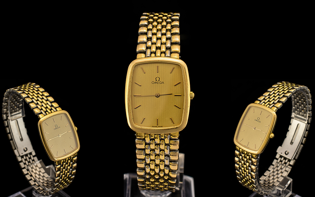 Omega De Ville Gents Gold on Steel Quartz Wrist Watch - De Ville Logo to back of watch - 53045621
