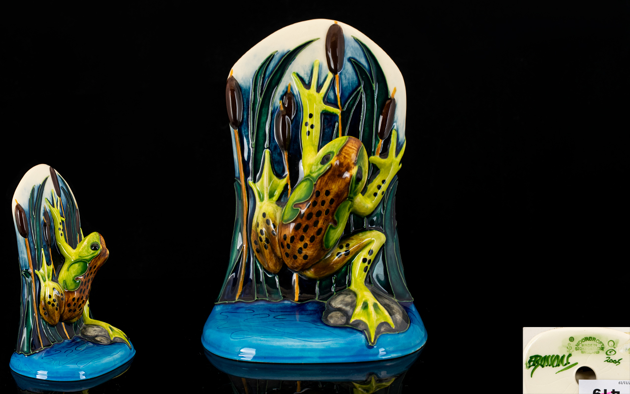 Moorcroft - Handpainted Moon Frogs Paperweight - 'Shearwater Moon Frog' Designer Emma Bossons