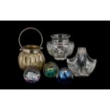 Collection of Glassware including a Waterford 'Nocturne' vase; a crystal bowl with handle;