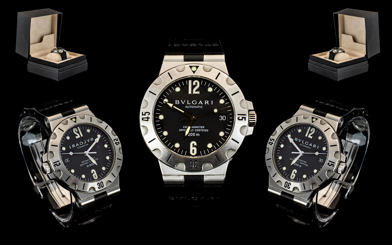 Bvlgari - Stainless Steel Diagono Scuba SD38S Automatic Chronometer Wrist Watch,