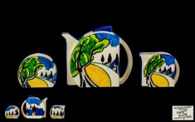 Wedgwood Ltd and Numbered Edition Clarice Cliff Designed 3 Piece Hand Painted Stamford Tea Set '