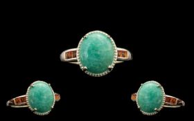 Russian Amazonite and Poppy Topaz Ring,